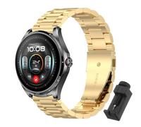 QJONSIU Strap Compatible with Huawei Watch Buds 2, Stainless Steel Metal Replacement Band, Waterproof Adjustable-Black