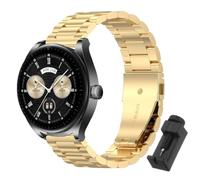 QJONSIU Strap Compatible with Huawei Watch Buds, Stainless Steel Metal Replacement Band, Waterproof Adjustable-Gold