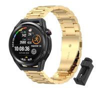 QJONSIU Strap Compatible with Huawei Watch GT Runner, Stainless Steel Metal Replacement Band, Waterproof Adjustable-Black