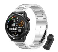 QJONSIU Strap Compatible with Huawei Watch GT Runner, Stainless Steel Metal Replacement Band, Waterproof Adjustable-Black