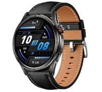 QJONSIU Strap Compatible with Kospet Magic R10, Breathable Soft Leather Watch Replacement Band, Tang Buckle Design-Black
