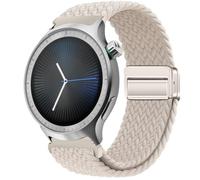 QJONSIU Strap Compatible with Motorola Moto Watch 2026, Soft Breathable Braided Nylon Replacement Band with Strong Magnetic Buckle-white