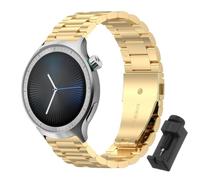 QJONSIU Strap Compatible with Motorola Moto Watch 2026, Stainless Steel Metal Replacement Band, Waterproof Adjustable-Gold