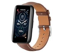 QJONSIU Strap Compatible with Motorola Moto Watch 40, Breathable Soft Leather Watch Replacement Band, Tang Buckle Design-Brown