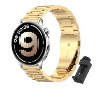 QJONSIU Strap Compatible with OnePlus Watch Lite, Stainless Steel Metal Replacement Band, Waterproof Adjustable-Gold