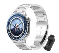 QJONSIU Strap Compatible with Oppo Watch X2, Stainless Steel Metal Replacement Band, Waterproof Adjustable-Silver