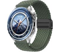 QJONSIU Strap Compatible with OppoWatch X2, Soft Breathable Braided Nylon Replacement Band with Strong Magnetic Buckle-green