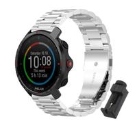 QJONSIU Strap Compatible with Polar GRIT X Pro, Stainless Steel Metal Replacement Band, Waterproof Adjustable-Silver