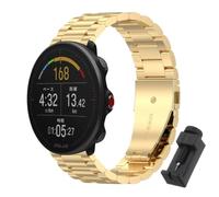 QJONSIU Strap Compatible with Polar Vantage M, Stainless Steel Metal Replacement Band, Waterproof Adjustable-Gold