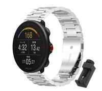 QJONSIU Strap Compatible with Polar Vantage M2, Stainless Steel Metal Replacement Band, Waterproof Adjustable-Silver