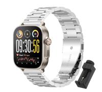 QJONSIU Strap Compatible with Realme Watch 5, Stainless Steel Metal Replacement Band, Waterproof Adjustable-Silver