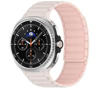 QJONSIU Strap Compatible with Samsung Galaxy Watch 9, Built-in Strong Magnet, Soft Silicone Sport Replacement Band, Adjustable Magnetic Clasp-Ivory white