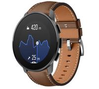 QJONSIU Strap Compatible with Suunto 9 Peak Pro, Breathable Soft Leather Watch Replacement Band, Tang Buckle Design-Brown
