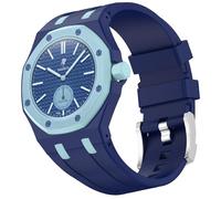QJONSIU Strap Compatible with Swatch Royal Pop Savonnette, Crown at 3 o' clock, Not suitable for 12h Crown, Breathable Soft Silicone Strap Replacement-Blue