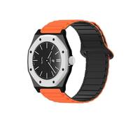 QJONSIU Strap Compatible with Swatch Royal Pop Savonnette, Crown at 3 o' Clock, Not Suitable for 12h Crown, Soft Silicone Replacement Band, Adjustable Magnetic Clasp-Orange