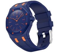 QJONSIU Strap Compatible with Swatch Royal Pop Savonnette, Crown at 3 o' clock, Not suitable for 12h Crown, Breathable Soft Silicone Strap Replacement-Blue