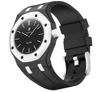 QJONSIU Strap Compatible with Swatch Royal Pop Savonnette, Crown at 3 o' clock, Not suitable for 12h Crown, Breathable Soft Silicone Strap Replacement-Black