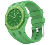 QJONSIU Strap Compatible with Swatch Royal Pop Savonnette, Crown at 3 o' clock, Not suitable for 12h Crown, Breathable Soft Silicone Strap Replacement-Green