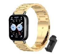 QJONSIU Strap Compatible with Xiaomi Redmi Watch 5 Lite, Stainless Steel Metal Replacement Band, Waterproof Adjustable-Gold