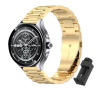 QJONSIU Strap Compatible with Xiaomi Watch 2 Pro, Stainless Steel Metal Replacement Band, Waterproof Adjustable-Gold