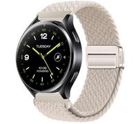 QJONSIU Strap Compatible with Xiaomi Watch 2, Soft Breathable Braided Nylon Replacement Band with Strong Magnetic Buckle-white