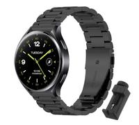 QJONSIU Strap Compatible with Xiaomi Watch 2, Stainless Steel Metal Replacement Band, Waterproof Adjustable-Black