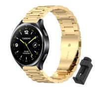 QJONSIU Strap Compatible with Xiaomi Watch 2, Stainless Steel Metal Replacement Band, Waterproof Adjustable-Gold