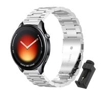 QJONSIU Strap Compatible with Xiaomi Watch 5, Stainless Steel Metal Replacement Band, Waterproof Adjustable-Silver