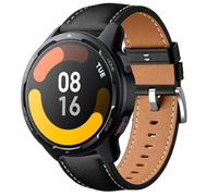 QJONSIU Strap Compatible with Xiaomi Watch S1 Active, Breathable Soft Leather Watch Replacement Band, Tang Buckle Design-Black