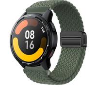 QJONSIU Strap Compatible with Xiaomi Watch S1 Active, Soft Breathable Braided Nylon Replacement Band with Strong Magnetic Buckle-green