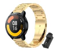 QJONSIU Strap Compatible with Xiaomi Watch S1 Active, Stainless Steel Metal Replacement Band, Waterproof Adjustable-Gold