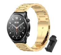 QJONSIU Strap Compatible with Xiaomi Watch S1, Stainless Steel Metal Replacement Band, Waterproof Adjustable-Gold