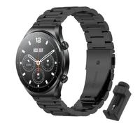 QJONSIU Strap Compatible with Xiaomi Watch S1, Stainless Steel Metal Replacement Band, Waterproof Adjustable-Black