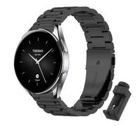 QJONSIU Strap Compatible with Xiaomi Watch S2, Stainless Steel Metal Replacement Band, Waterproof Adjustable-Black