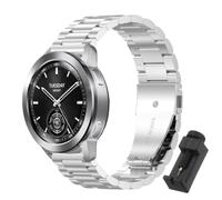 QJONSIU Strap Compatible with Xiaomi Watch S3, Stainless Steel Metal Replacement Band, Waterproof Adjustable-Silver