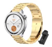 QJONSIU Strap Compatible with Xiaomi Watch S4, Stainless Steel Metal Replacement Band, Waterproof Adjustable-Gold