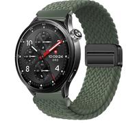 QJONSIU Strap Compatible with Xiaomi Watch S5, Soft Breathable Braided Nylon Replacement Band with Strong Magnetic Buckle-green