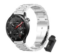 QJONSIU Strap Compatible with Xiaomi Watch S5, Stainless Steel Metal Replacement Band, Waterproof Adjustable-Silver