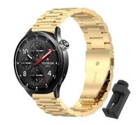 QJONSIU Strap Compatible with Xiaomi Watch S5, Stainless Steel Metal Replacement Band, Waterproof Adjustable-Gold