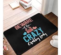 QJQLOUKR Beware Of The Crazy Crabby Lady Crabby Old Lady Non slip Doormat Floor Mat Kitchen Entrance Home Bathroom Footpad