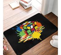 QJQLOUKR Melting Rubiks Cube Front Door Floor Entrance Indoor Geometric Math Magic Kitchen Bathroom Doormat Garden Carpet Rug