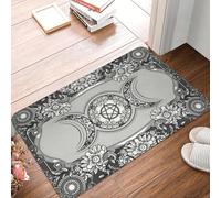 QJQLOUKR Triple Moon Goddess Doormat Mat Anti Slip Pagan Pentagram Wiccan Bathroom Kitchen Balcony Rug Carpet
