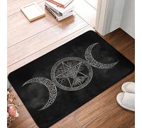 QJQLOUKR Triple Moon With Pentagram Front Door Floor Entrance Mat Outdoor Pagan Wiccan Kitchen Bathroom Doormat Garage Carpet Rug