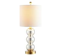 QJRGUY 21 Inch Elegant Glass/Metal Table Lamp, Bedroom Office Bookcase, Suitable for Living Room, Dormitory, Office (Clear/Chrome)