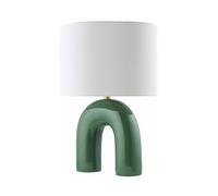 QJRGUY Ceramic Table Lamp with Linen Shade - Elegant Living Room and Bedroom Lighting (Peach)