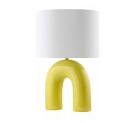 QJRGUY Ceramic Table Lamp with Linen Shade - Elegant Living Room and Bedroom Lighting (Peach)