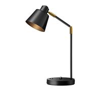 QJRGUY LED Desk with Dual USB Charging Ports, Metal, 270° Swivel Arm, Bedside Reading Home Office Lamp Suitable for Living Room, Dormitory, Office,(Black)