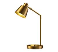 QJRGUY LED Desk with Dual USB Charging Ports, Metal, 270° Swivel Arm, Bedside Reading Home Office Lamp Suitable for Living Room, Dormitory, Office,(Golden)