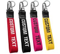 QJS PATCH Custom Embroidered Keyring, Personalized Wristlet Key chain with Your text/Number, big key tag for Women/Men (Eagle beak buckle)