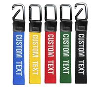 QJS PATCH Custom Embroidered Keyring, Personalized Wristlet Key chain with Your text/Number, big key tag for Women/Men (Clip)
